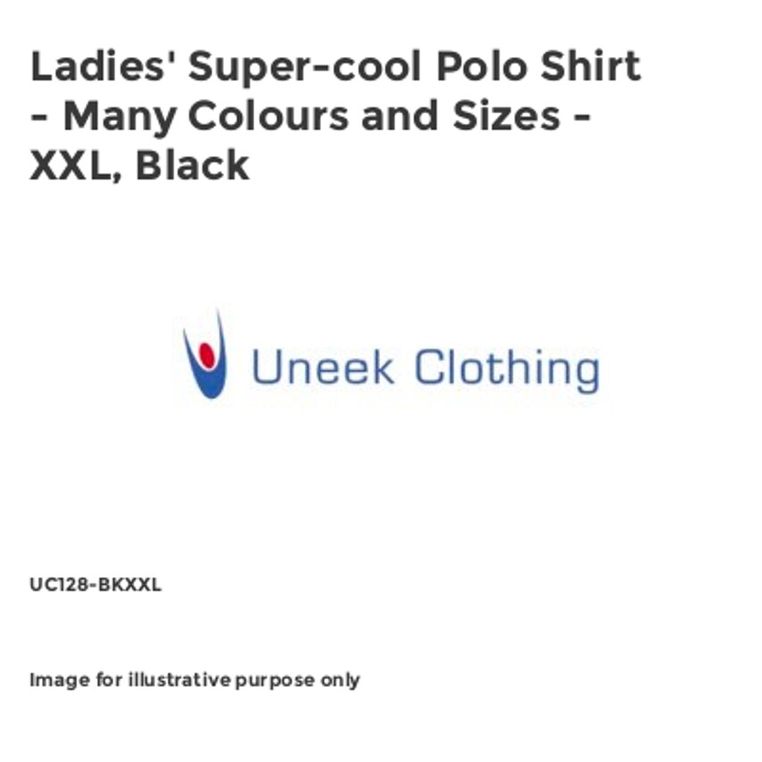 Uneek Ladies' Super-cool Polo Shirt - Many Colours and Sizes - XXL, Black
