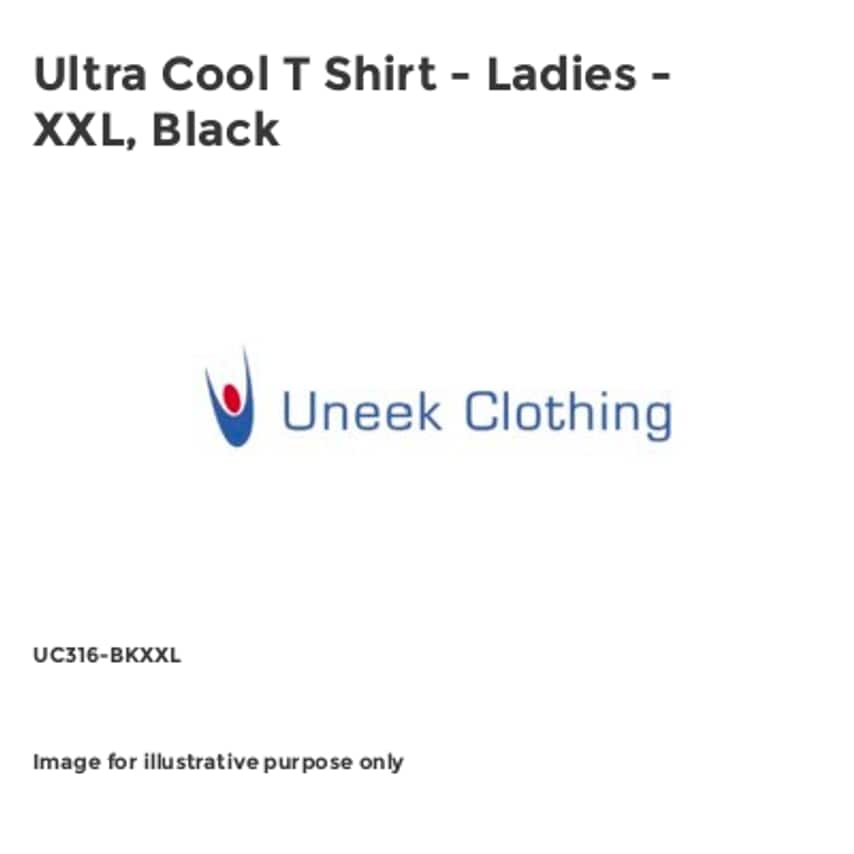 Uneek Ultra Cool T Shirt - Ladies - XXL, Black
