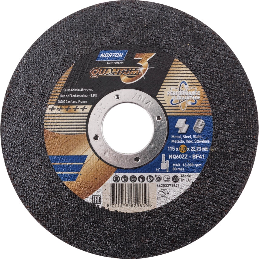 Norton Quantum 115X1.0X22.23mm Type 41 NQ60ZZ Nor-Quantum3 Cutting Disc