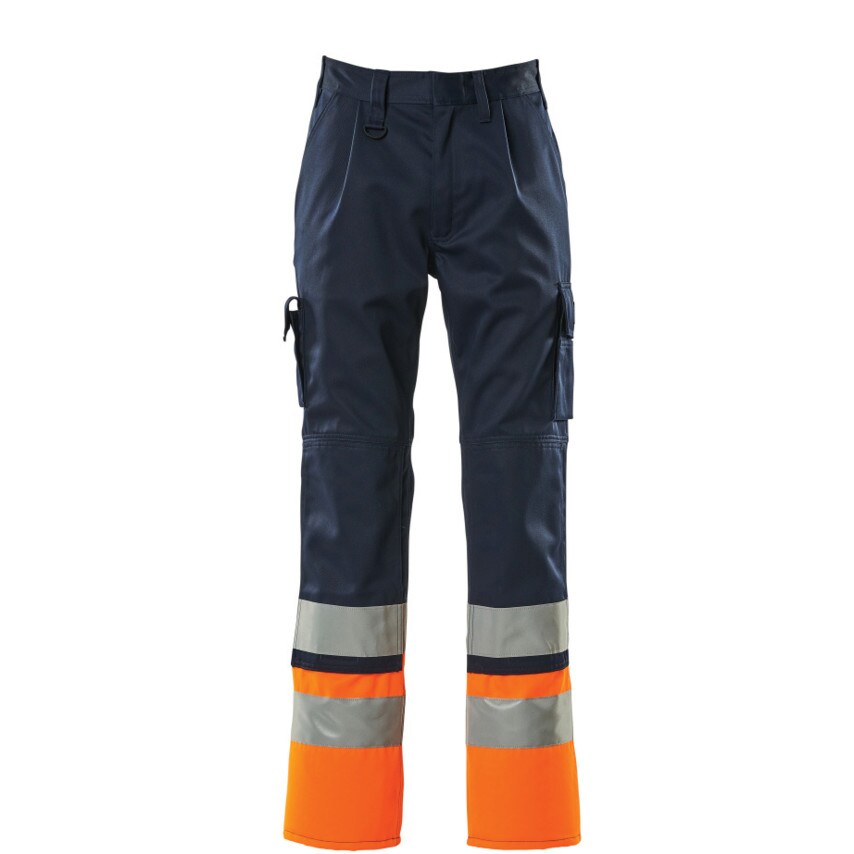 Mascot Patos Trousers with Kneepad Pockets Navy/Hi-Vis Orange (L32W40.5)