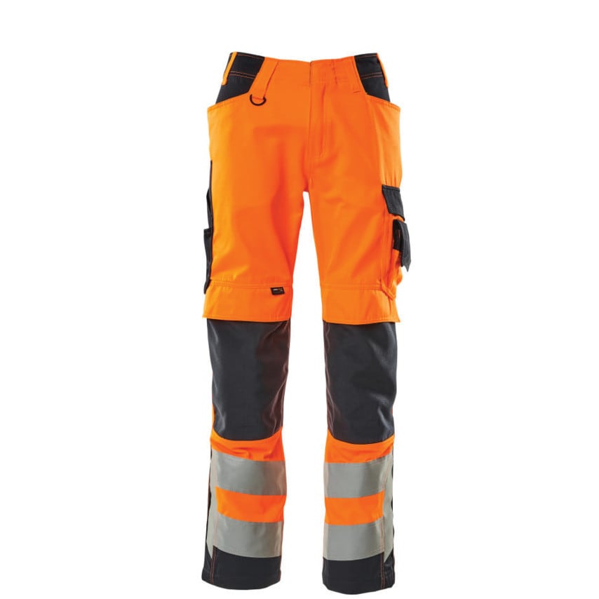 Mascot Trousers with Kneepad Pockets Hi - Vis Orange/Dark Navy (L32W31.5)