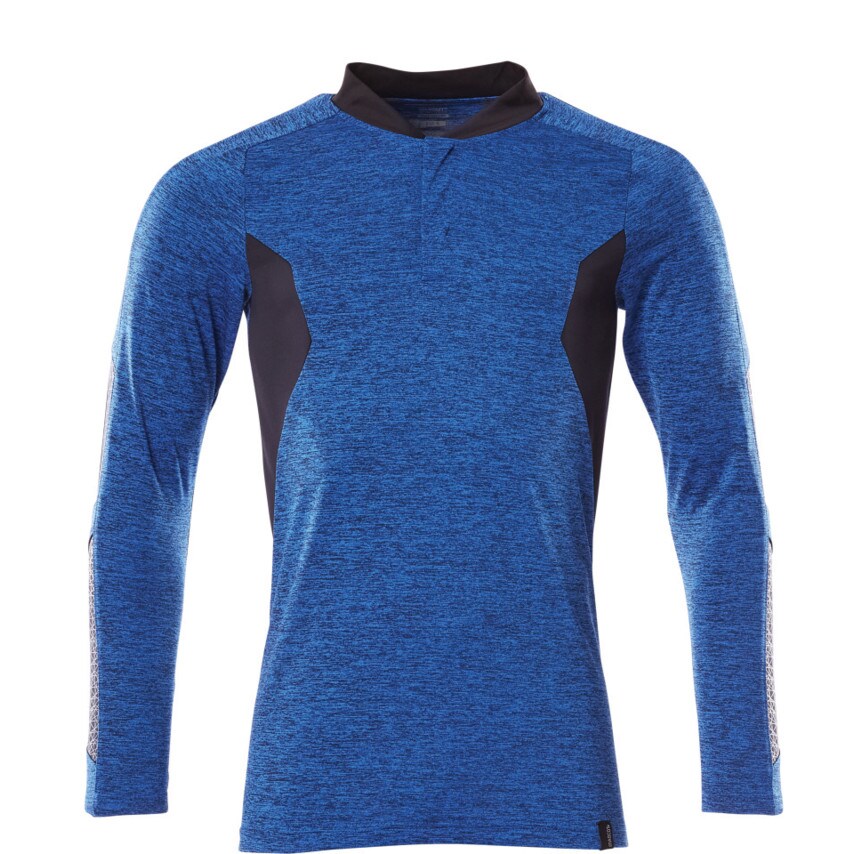 Mascot Accelerate Polo Shirt, Long-Sleeved Azure Blue-Flecked/Dark Navy (L (1 Pc