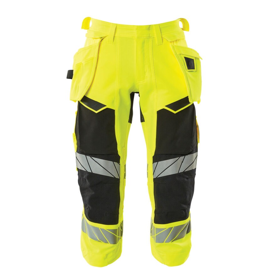 Mascot Accelerate Safe 3/4 Length Trousers Holster Pockets Hi-Vis Yellow/Black (