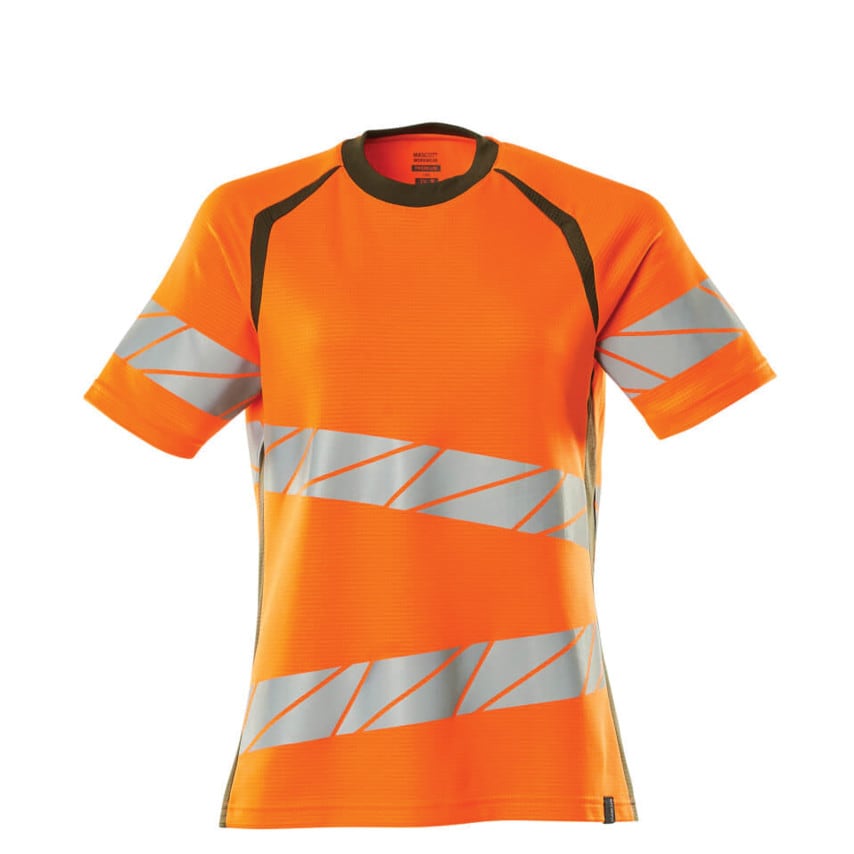 Mascot Accelerate Safe T-Shirt Hi-Vis Orange/Moss Green (S (1 Pcs.)) - MSC962941