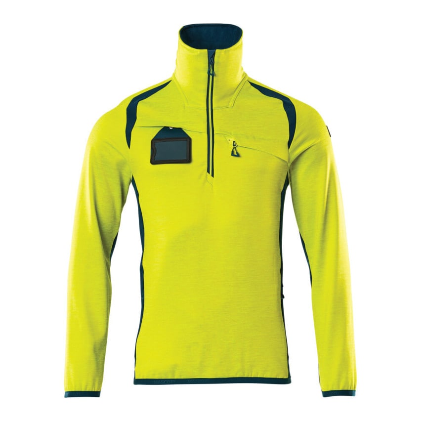 Mascot Accelerate Safe Fleece Jumper with Half Zip Hi-Vis Yellow/Dark Petroleum