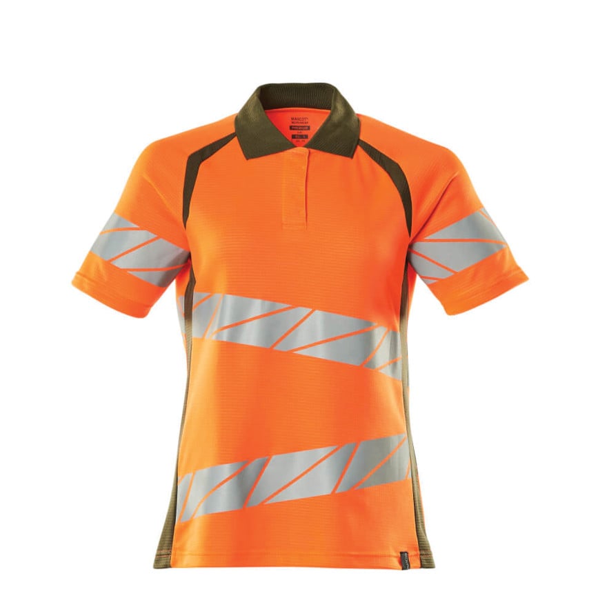 Mascot Accelerate Safe Polo Shirt Hi-Vis Orange/Mossgreen (XL (1 Pcs.)) - MSC962