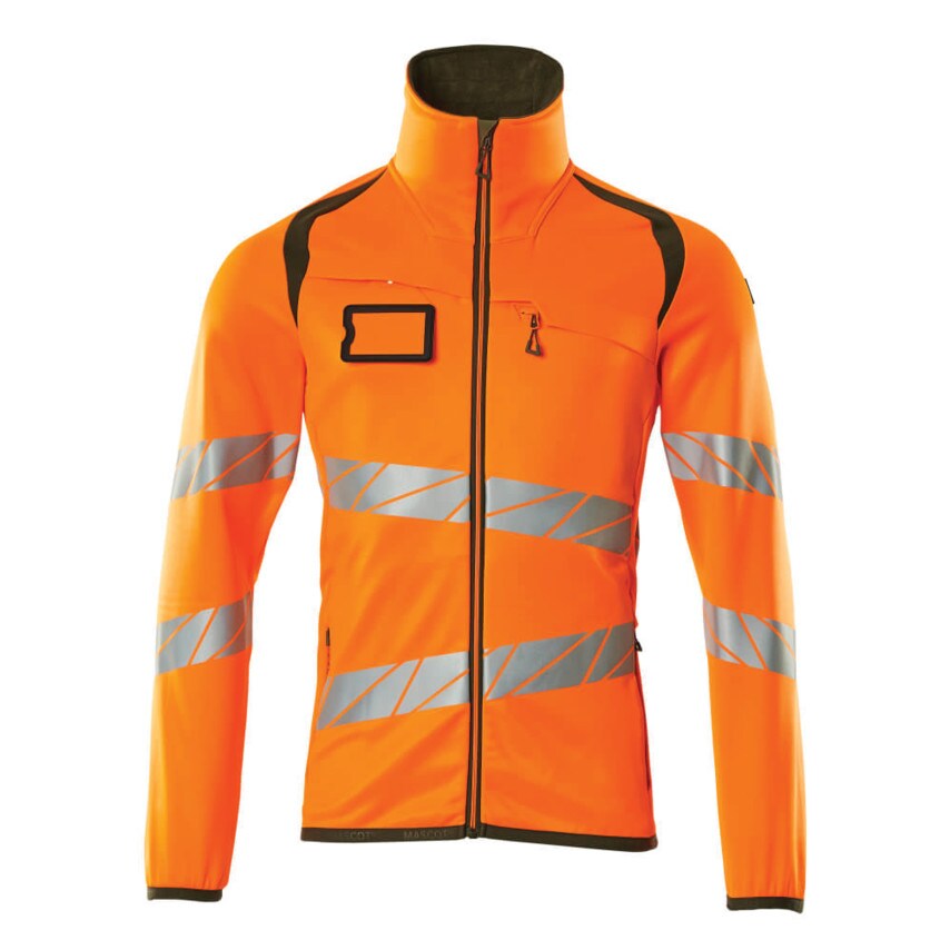 Mascot Accelerate Safe Fleece Jumper with Zipper Hi-Visorange/Moss Green (2XL) -