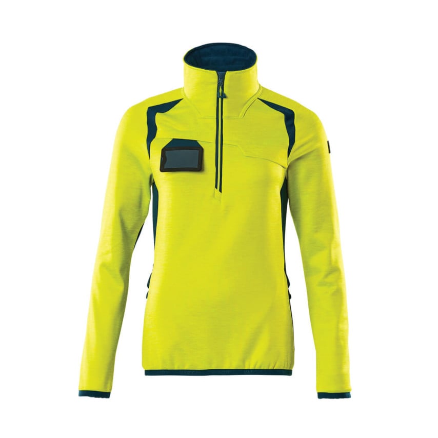 Mascot Accelerate Safe Fleece Jumper with Half Zip Hi-Vis Yellow/Dark Petroleum