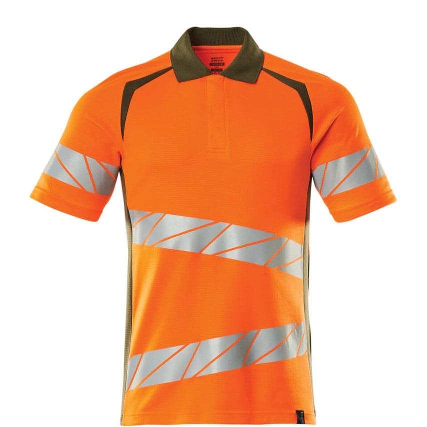 Mascot Accelerate Safe Polo Shirt Hi-Vis Orange/Mossgreen (3XL (1 Pcs.)) - MSC96