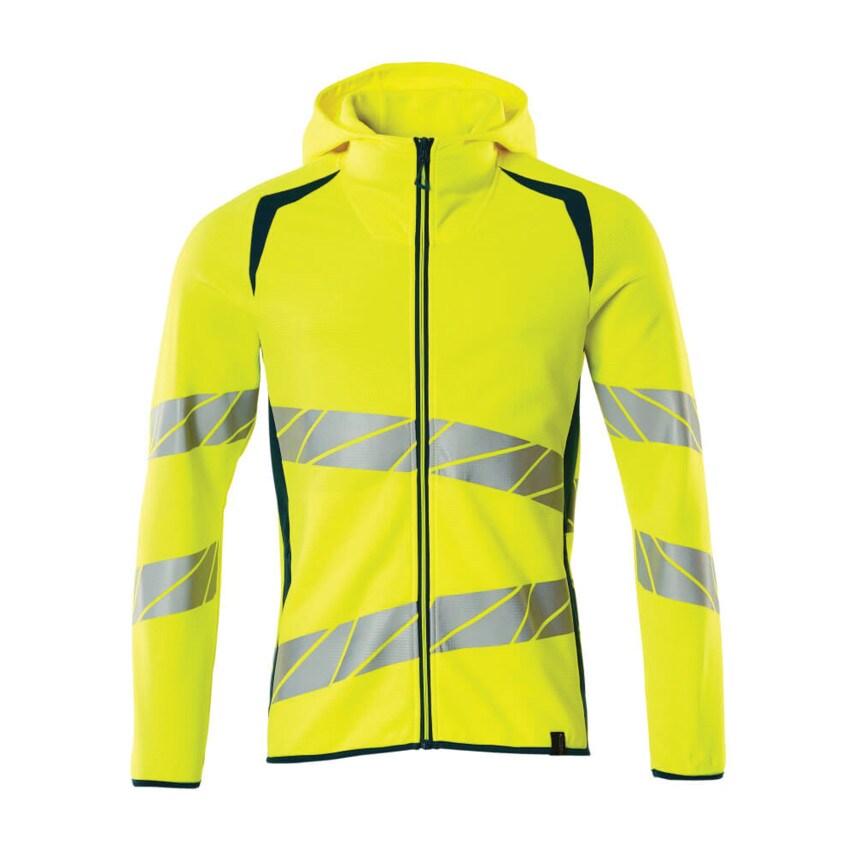 Mascot Accelerate Safe Hoodie with Zipper Hi-Visyellow/Dark Petroleum (3XL)