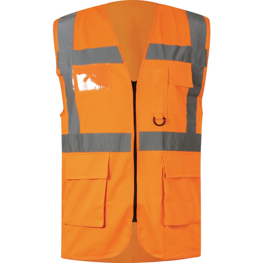 Halo Hi-Vis Vest, Orange, 2XL, Zipper Closure, Polyester