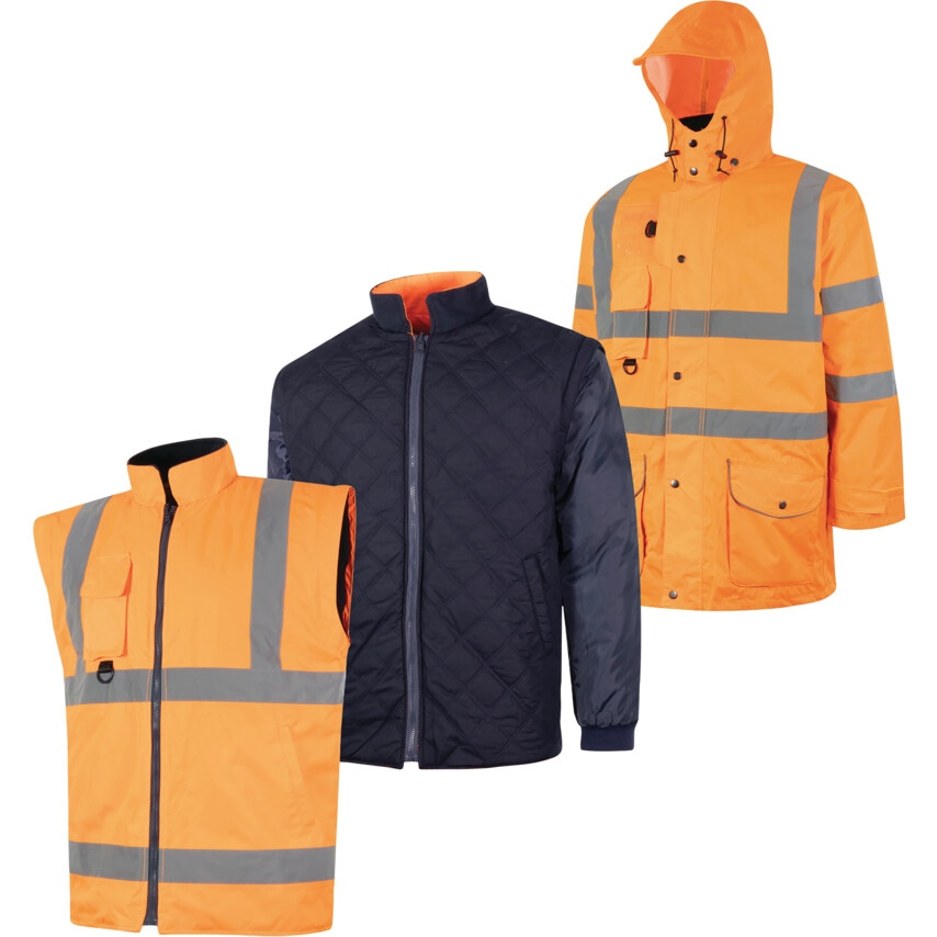 Halo Hi-Vis Orange 5 in 1 Waterproof &Breathable Coat (EN20471) (M)
