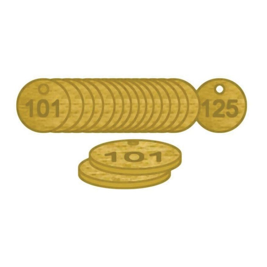 Centurion Europe 38MM Diameter Brass Unfilled Tags (326 to 350)