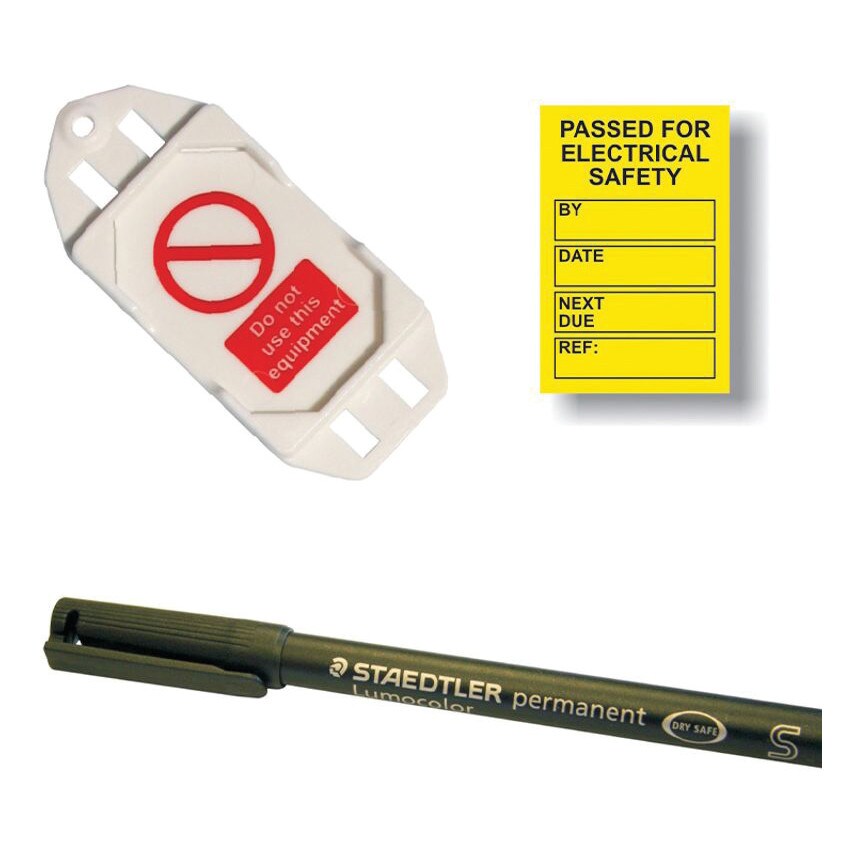 Centurion Europe PAT Testingminitag Ins.Kit-Yellow (20 Assettag Holders, 40 Ins,