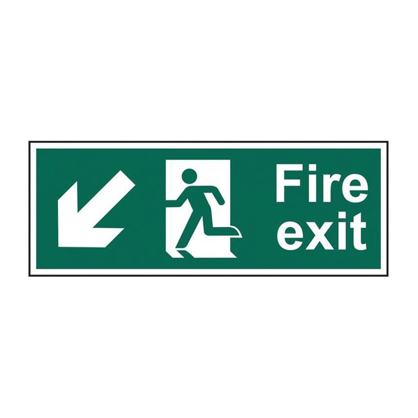 Centurion Europe Fire Exit (Man Arrow Down/Left) - Rpvc (400 X 150MM)