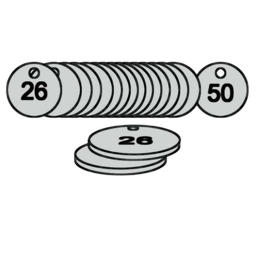 Centurion Europe 27MM Diameter Traffolite Tags - Red/White (326 to 350)