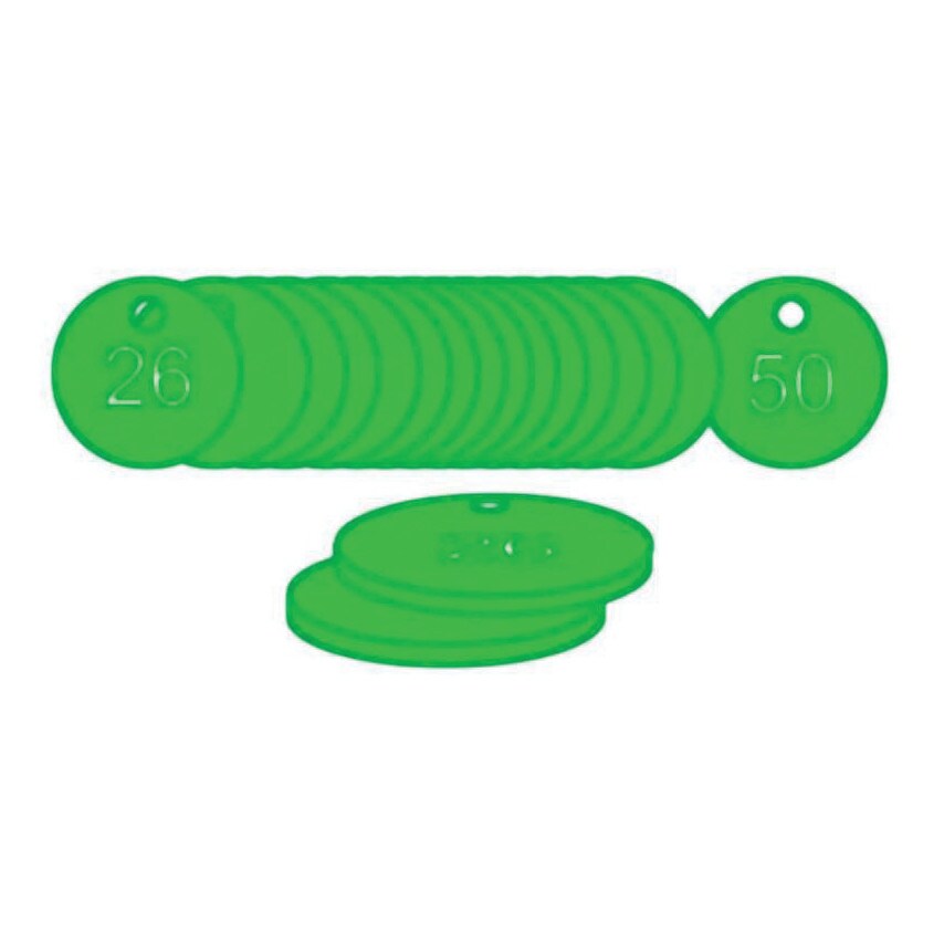 Centurion Europe 33MM Diameter Traffolite Tags - Green (126 to 150)