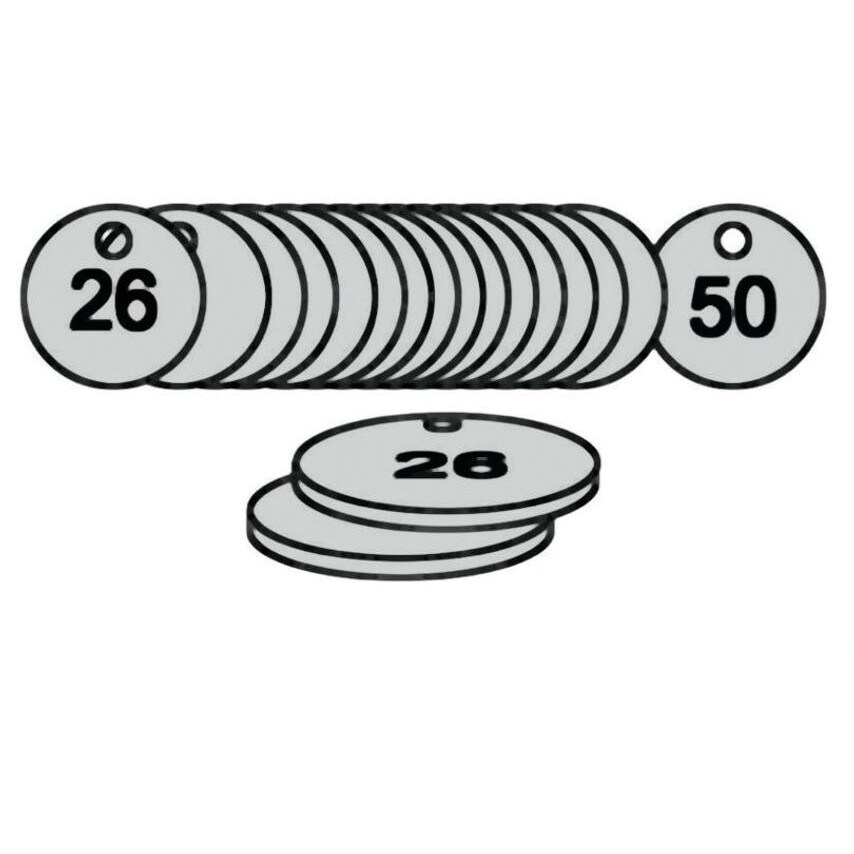 Centurion Europe 33MM Diameter Traffolite Tags - Red (376 to 400)
