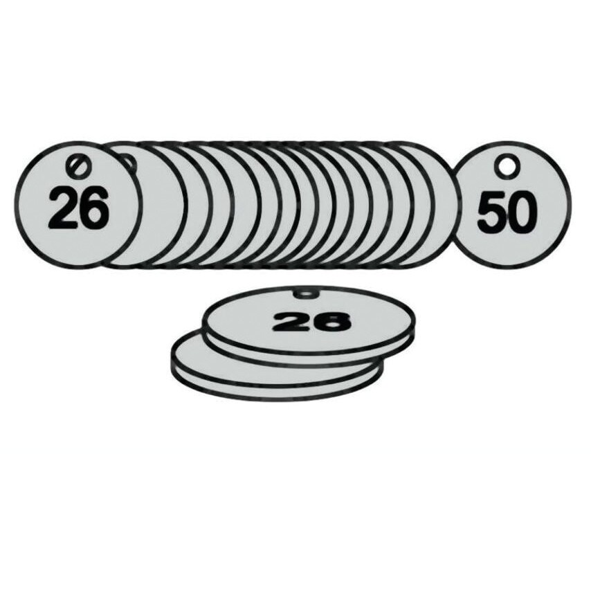 Centurion Europe 38MM Diameter Traffolite Tags - Red (26 to 50)