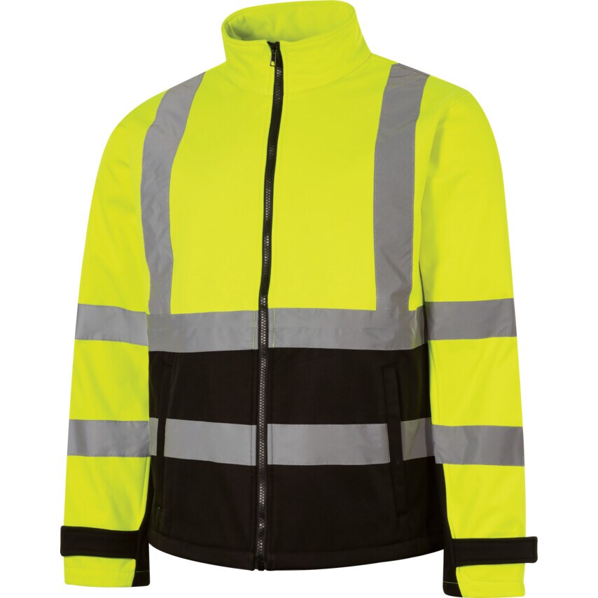 Hi-Vis Yellow/Black Soft Shell Jackets (EN20471)