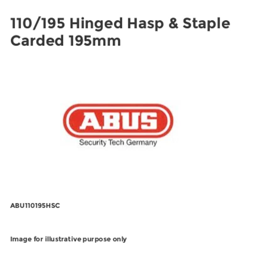 Abus 110/195 Hinged Hasp & Staple Carded 195mm ABU110195HSC