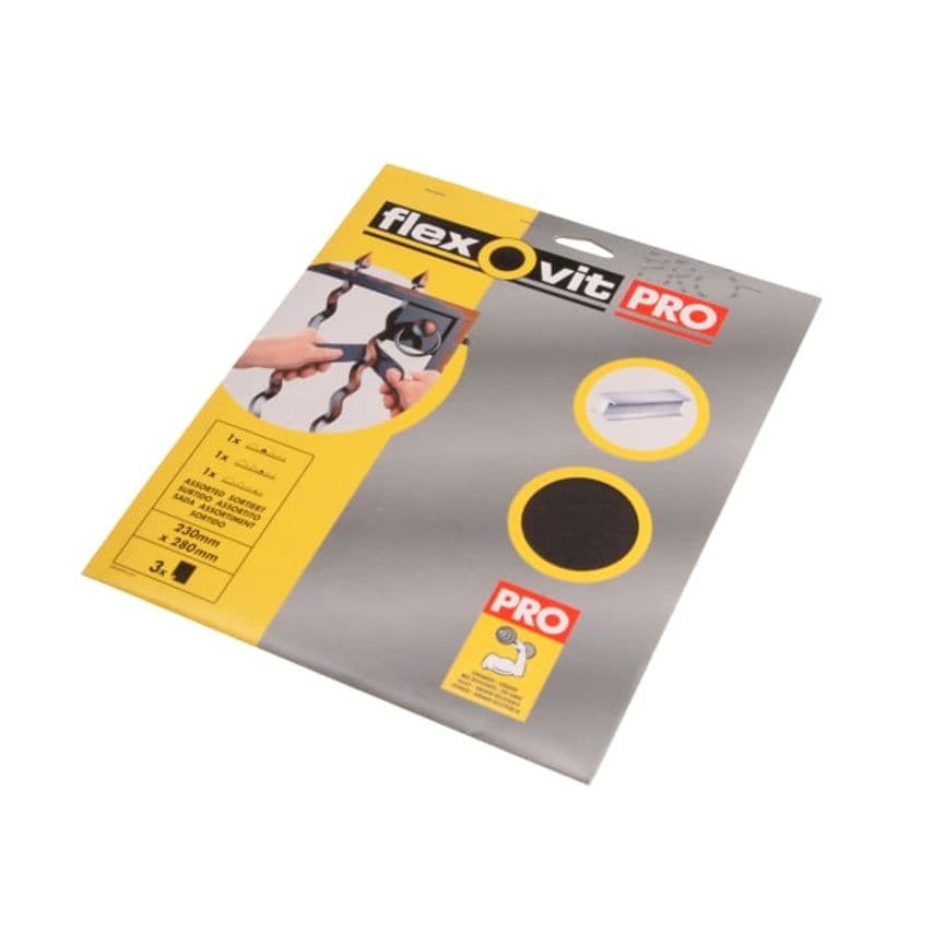 Flexovit Emery Cloth Sanding Sheets 230 x 280mm Assorted (3) FLV26493
