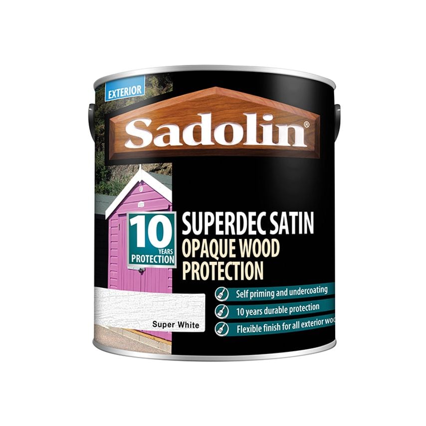 Sadolin Superdec Opaque Wood Protection Super White Satin 2.5 litre SAD5028826