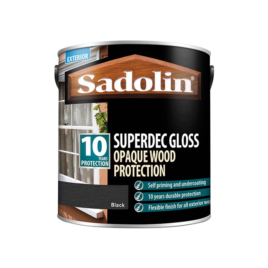 Sadolin Superdec Opaque Wood Protection Black Gloss 2.5 litre SAD5028854