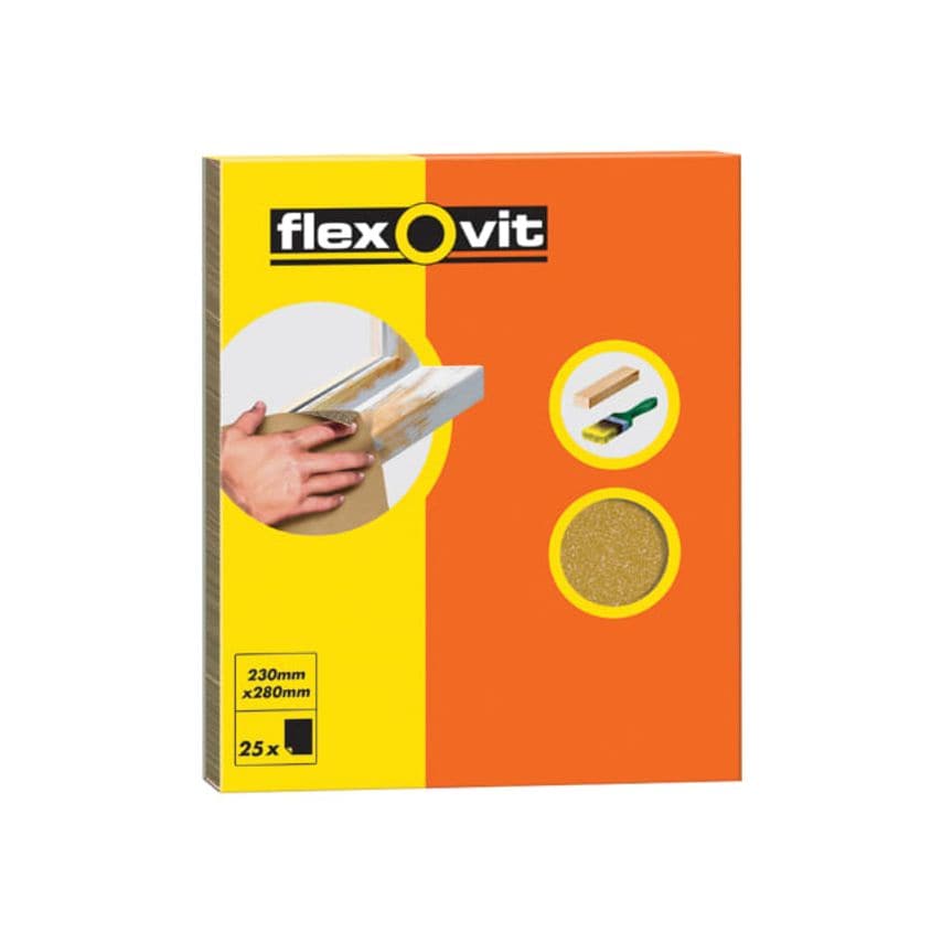 Flexovit Glasspaper Sanding Sheets 230 x 280mm Grade S2 (25) FLV58237