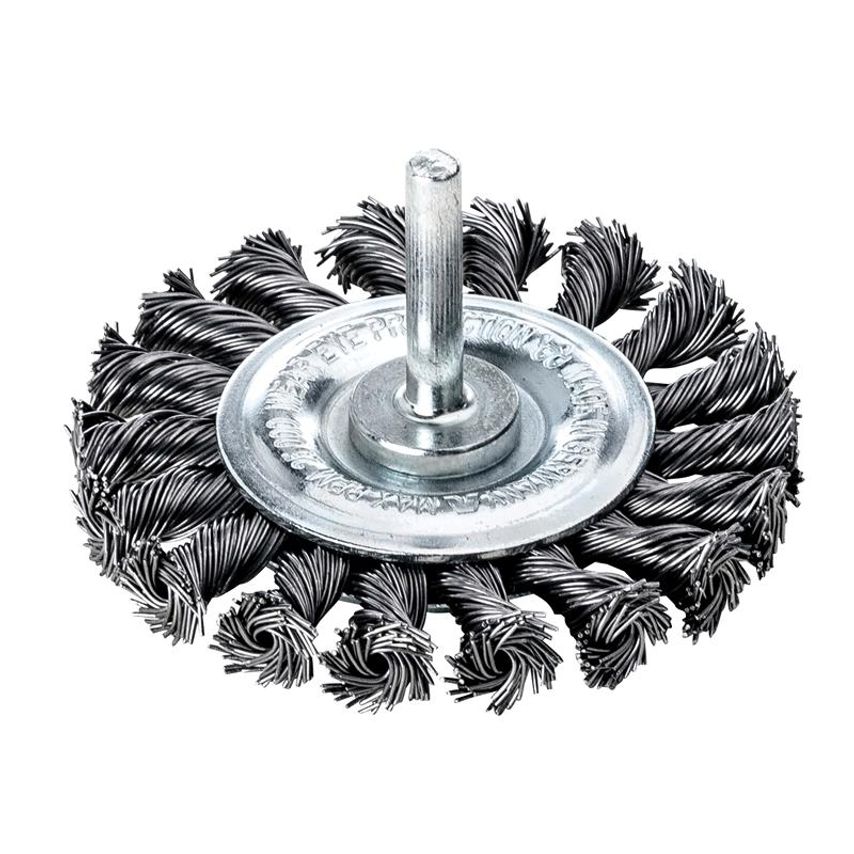 Lessmann Knotted Wheel Brush with Shank 75 x 12mm, 0.50 Steel Wire LES417198