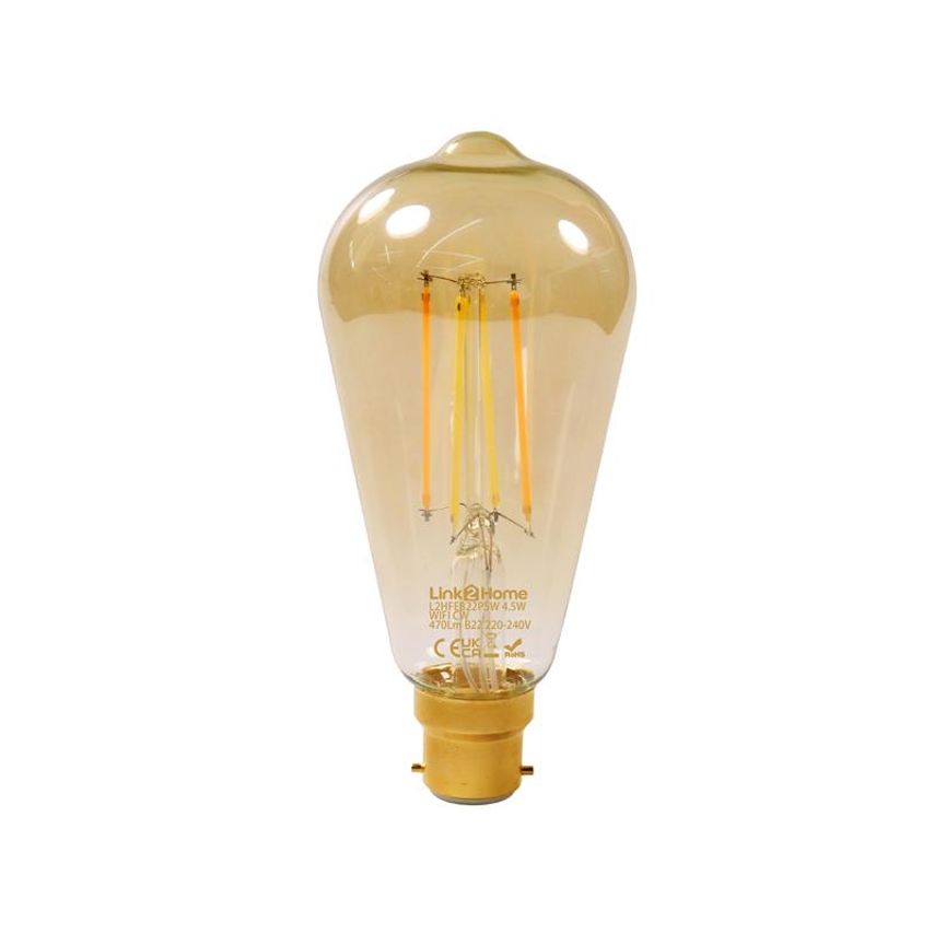 Link2Home Wi-Fi LED BC (B22) Pear Filament Dimmable Bulb, White 470 lm 4.5W LTHF