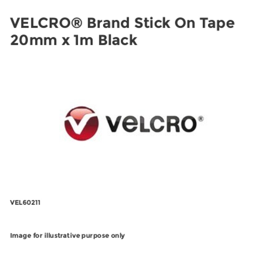 Velcro VELCRO Brand Stick On Tape 20mm x 1m Black