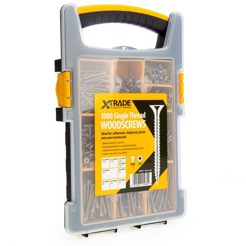 X0800001 Mixed Single Thread PZ2 Woodscrews, Pack of 1000