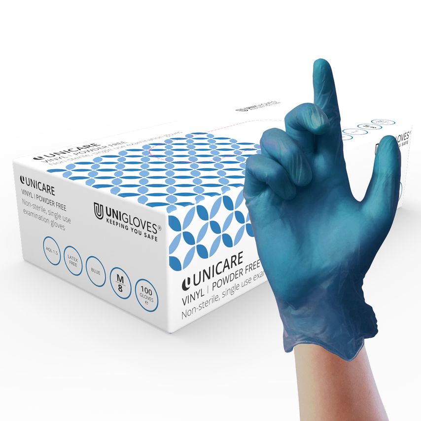 Unicare Unicare Blue Vinyl Gloves (EN455) 10X100=1000 Small