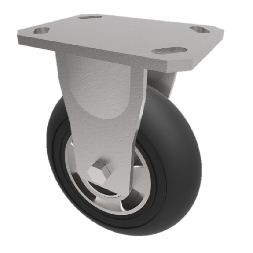 BIL Black Soft Elastic Rubber on Aluminium Plate Fixed Castor 200mm 380kg Load B
