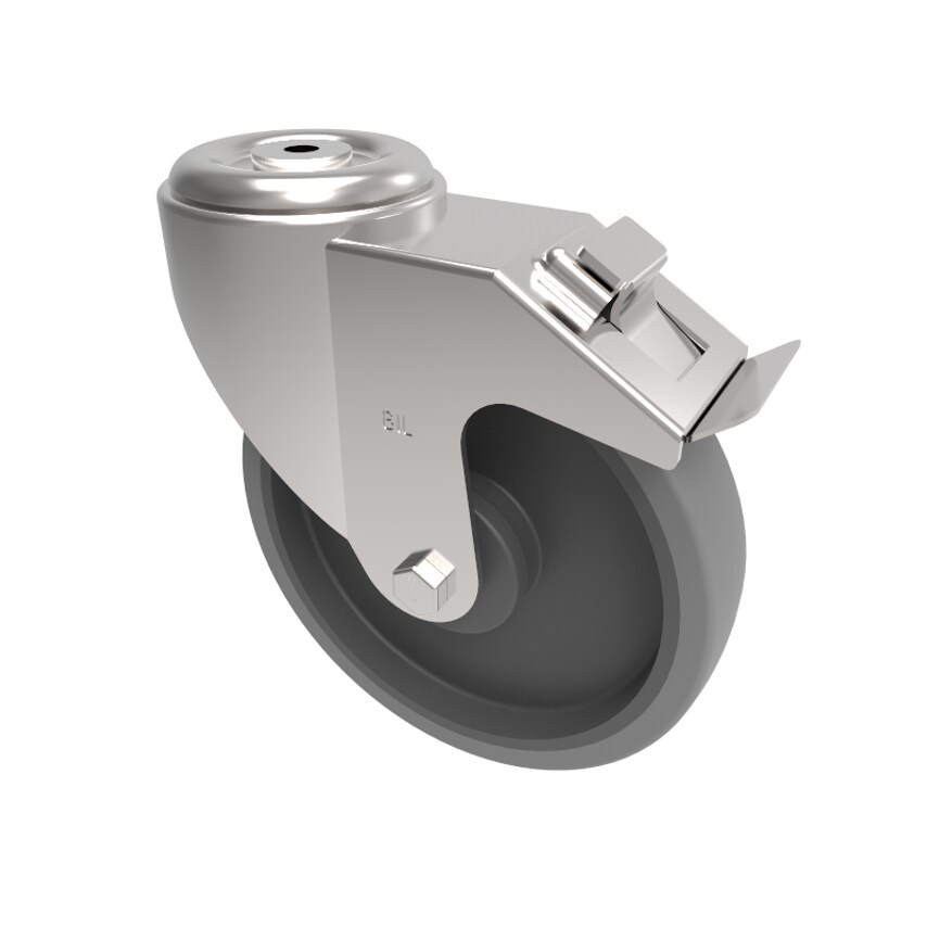 BIL Soft Grey Rubber Bolt Hole Swivel Castor Brake 160mm 200kg Load BZMM160STPRB