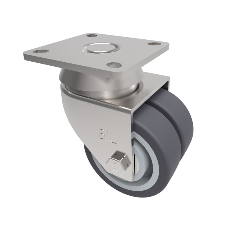 BIL Grey Rubber Plate Swivel Castor 50mm 55kg Load 2BZD50VGRBJ
