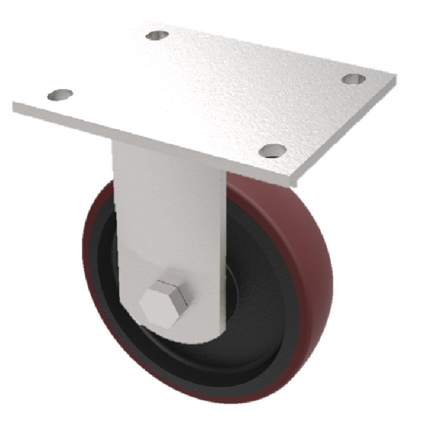 BIL Polyurethane Cast Iron Plate Fixed Castor 125mm 400kg Load BZKFL125PTBJ