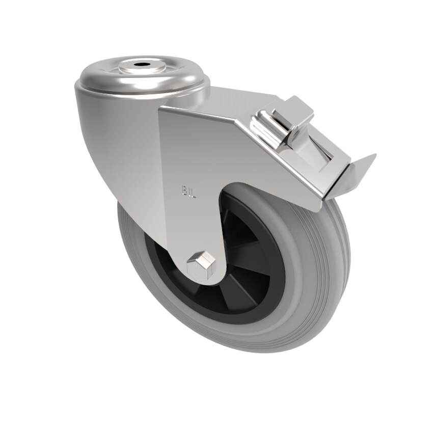 BIL Grey Rubber Polypropylene Bolt Hole Swivel Castor Brake 200mm 205kg BZMM200G