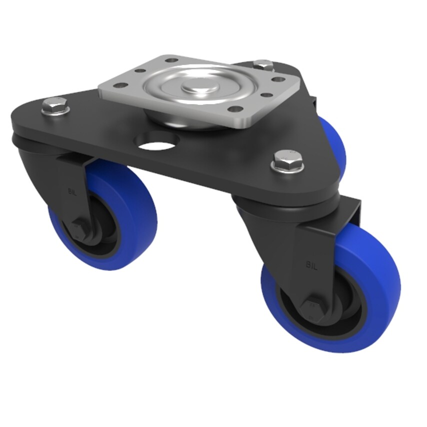 BIL Scenery Skate Blue Elastic Rubber 65ShoreA Plate Swivel Castor 125mm 450kg L