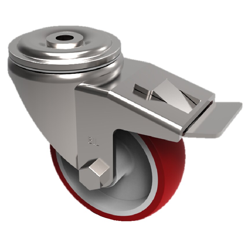BIL Polyurethane Nylon Bolt Hole Swivel Castor Brake 100mm 150kg Load BZMM100PNB