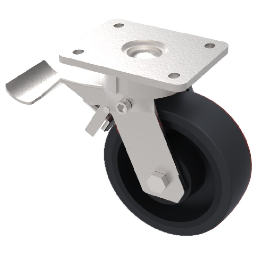 BIL Cast Iron Plate Swivel Castor Brake 100mm 400kg Load BZKL100CISWB