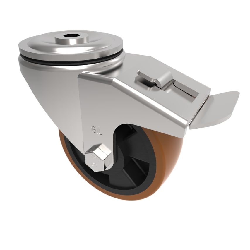 BIL Polyurethane Nylon Bolt Hole Swivel Castor Brake 100mm 300kg Load BZH100XPNB