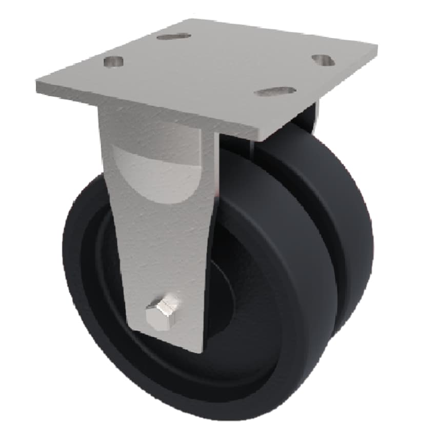 BIL Elastic Rubber Cast Iron Plate Fixed Castor 200mm 900kg Load 2BZKF200LCRBJ