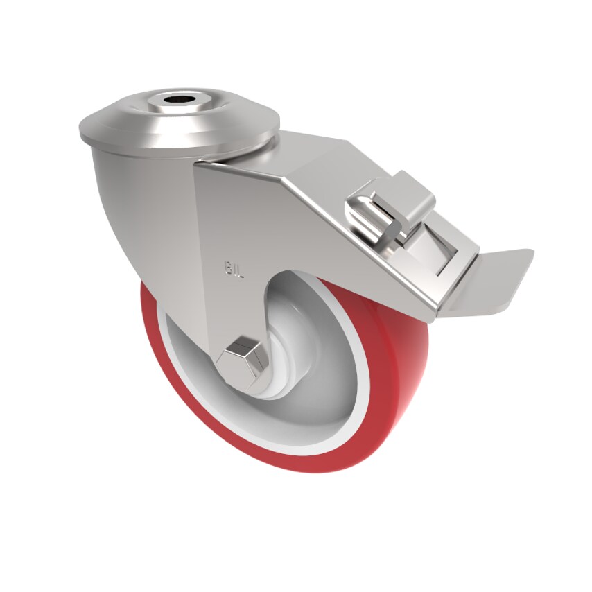 BIL Polyurethane Nylon Bolt Hole Swivel Castor Brake 125mm 200kg Load BZMM125NPB