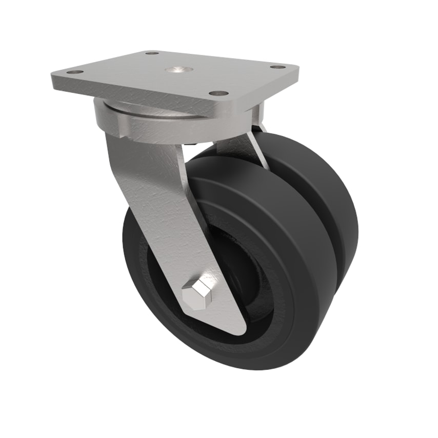 BIL Elastic Rubber Cast Iron Plate Swivel Castor 150mm 700kg Load 2BZQ150CRBJ
