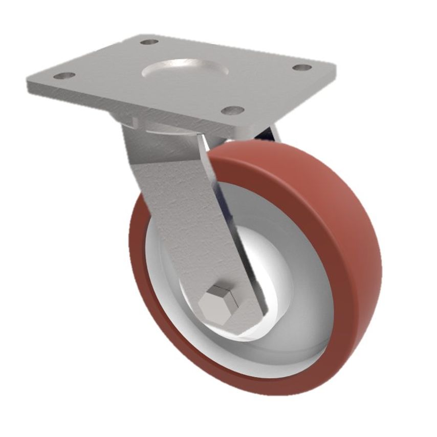 BIL Polyurethane Nylon Plate Swivel Castor 200mm 750kg Load BZKL200PNBJ