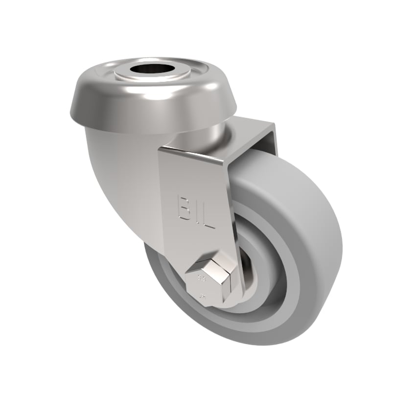 BIL Grey Rubber Bolt Hole Swivel Castor 50mm 40kg Load BZD50VGRBJBH10