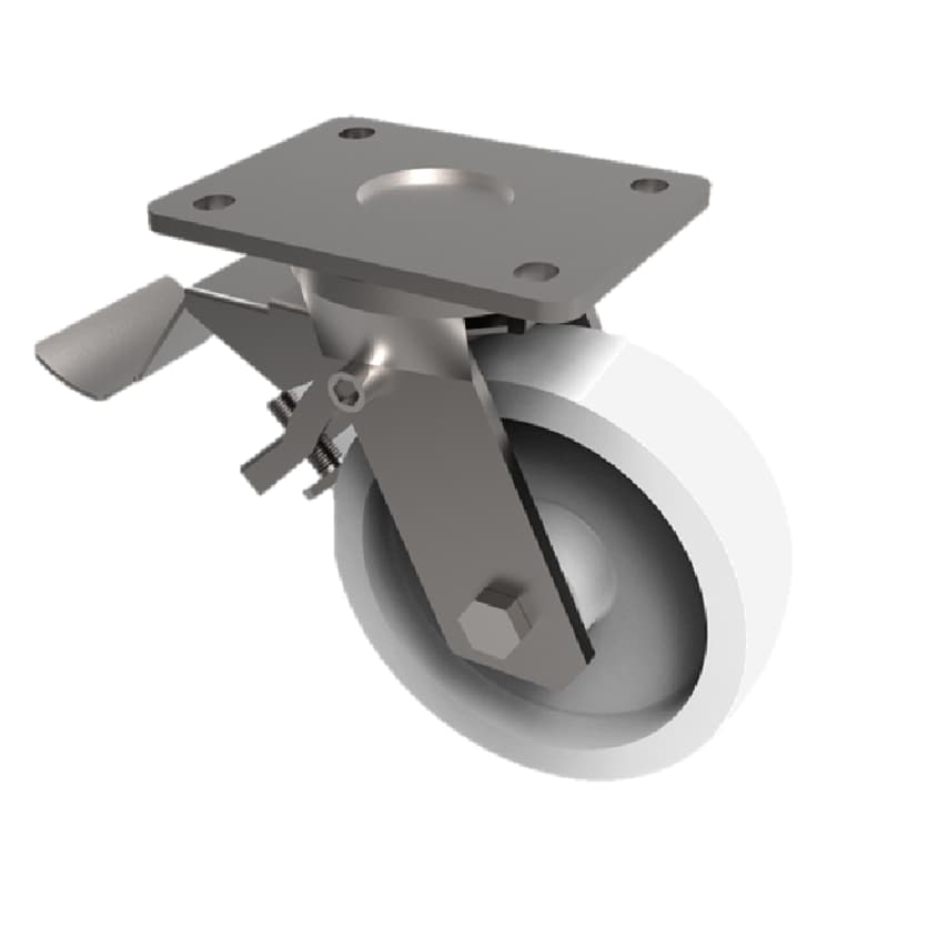 BIL Nylon Plate Swivel Castor Brake 150mm 600kg Load BZMJ150NYSWB
