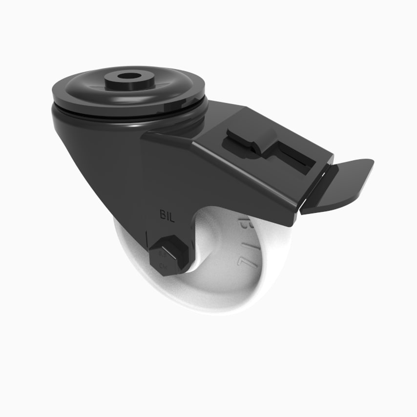 BIL Nylon Bolthole Swivel Castor Brake 100mm 250kg Load BLKH100NYBJBH12SWB